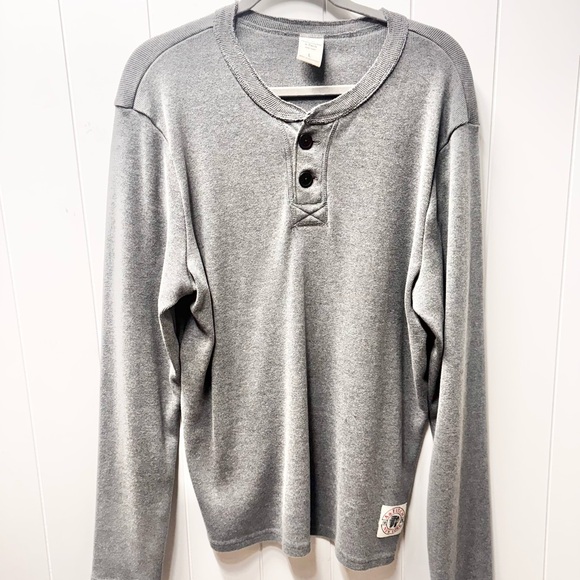 ABERCROMBIE & FITCH LONG
SLEEVE HENLEY GREY MENS SIZE LARGE - Picture 1 of 7